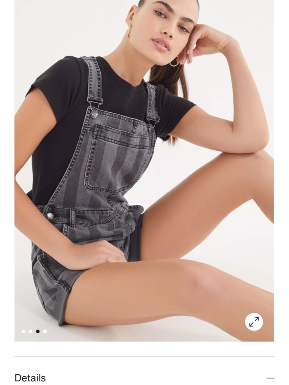 Urban Outfitters BDG Striped Denim Short Overalls Sz M Vintage Wash Shortalls - Picture 12 of 14